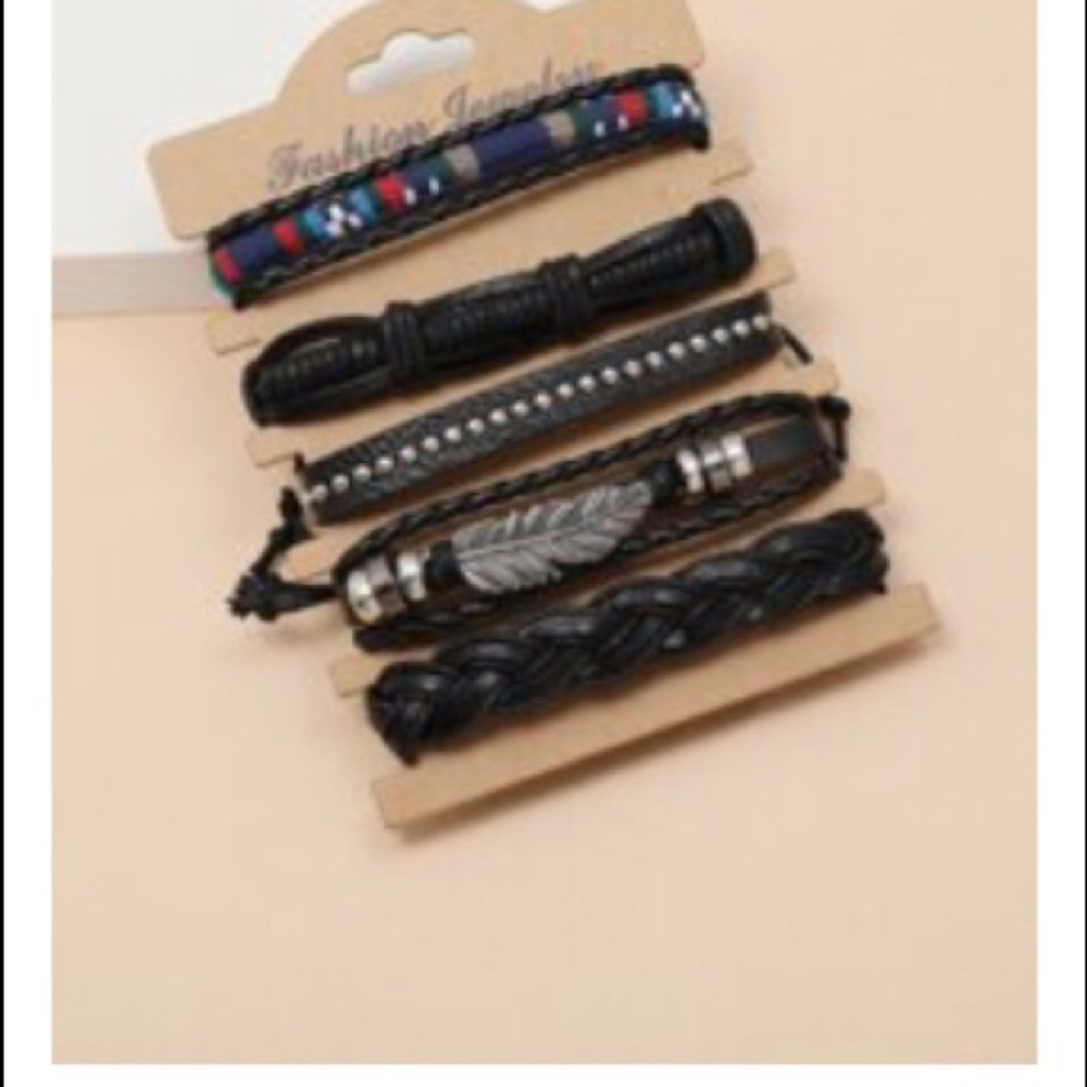 COPY - 5pcs MenPU Leather Bracelets. - Picture 3 of 8